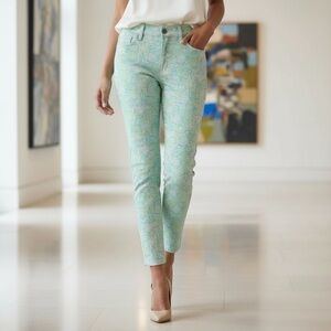 Vineyard Vines sea shell beachy green teal blue yellow & white jeans